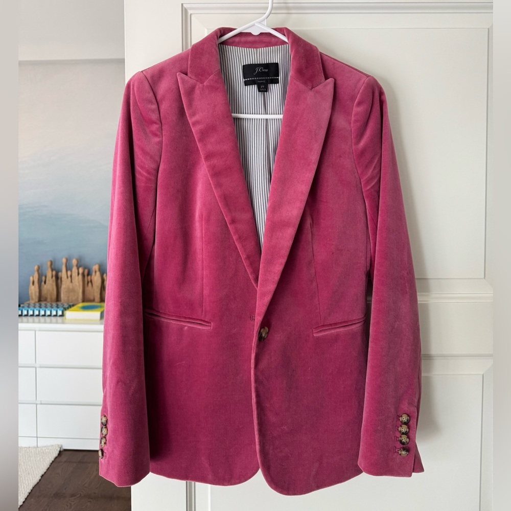 J. Crew Fuchsia Velvet Blazer